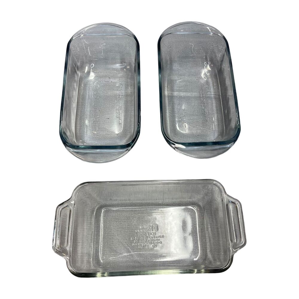Various Clear Glass 1.5-Quart Rectangular Premium Loaf Dish - Lot of 3